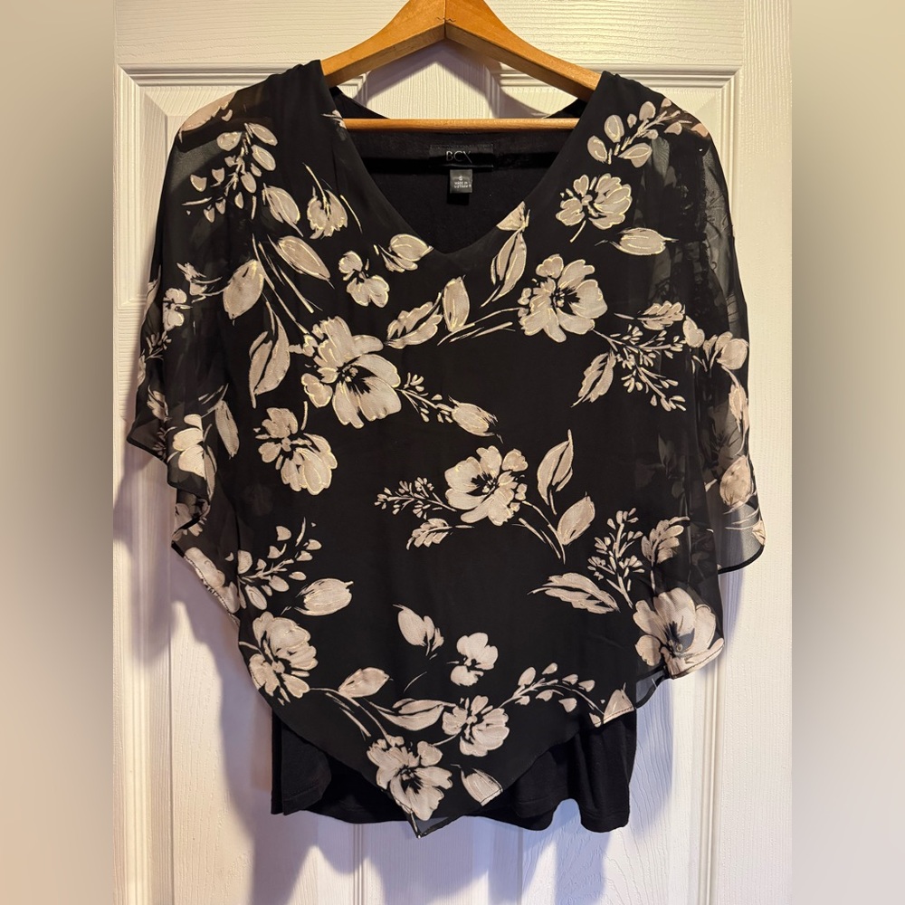 BCX Sheer Poncho-style Top S